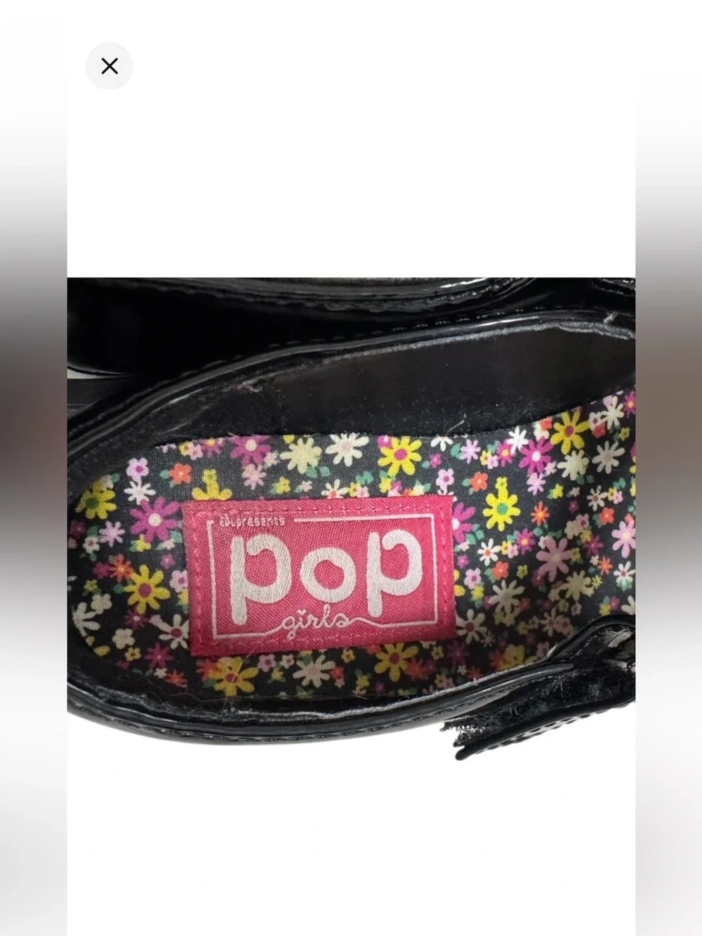 Edelman Presents POP Girls Size 12 Black Patent Leather T Strap Waffle Stompers